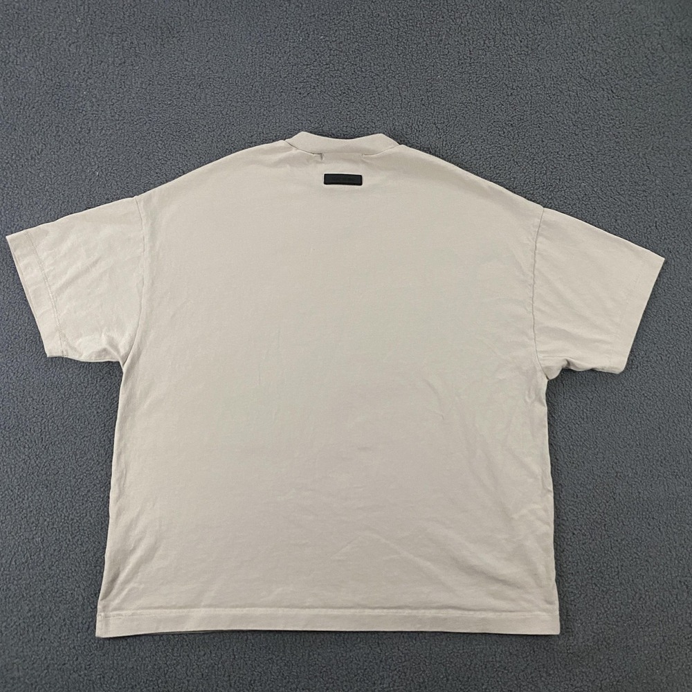 Fear Of God Essentials T-Shirt Mens Small Beige Relaxed Fit Logo Tee Crewneck - Picture 7 of 11